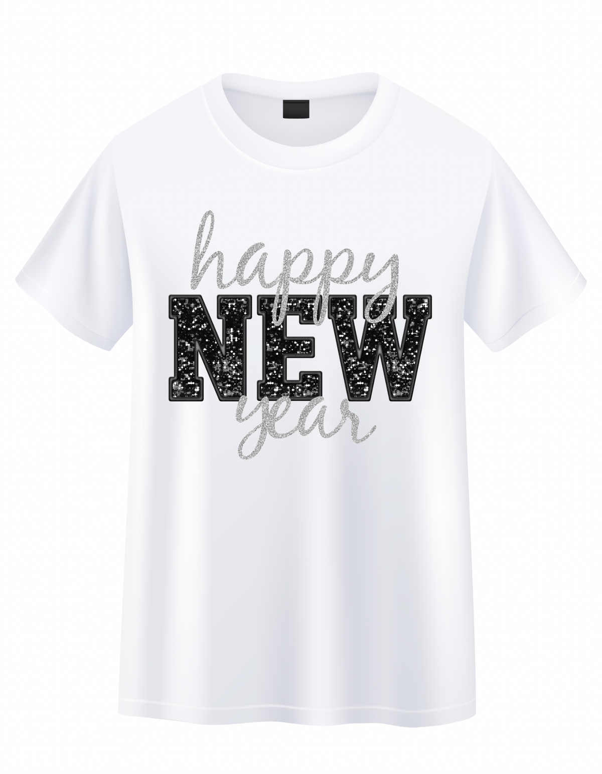 Black Faux Sequin New Year 25 Shirt