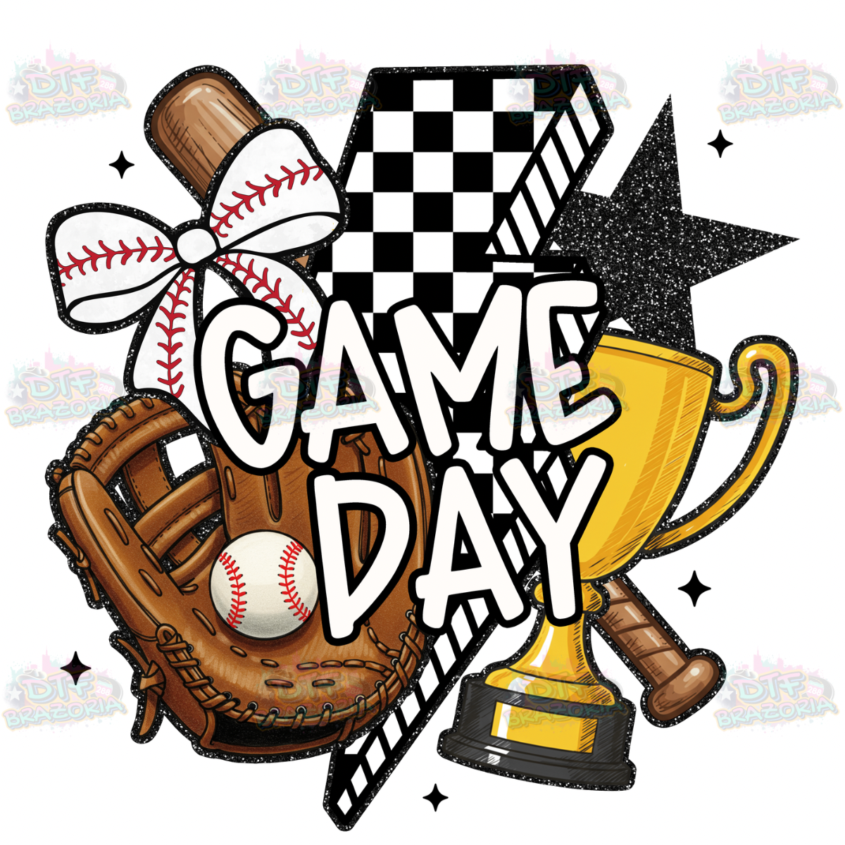 Glitter Baseball Game Day Transfer