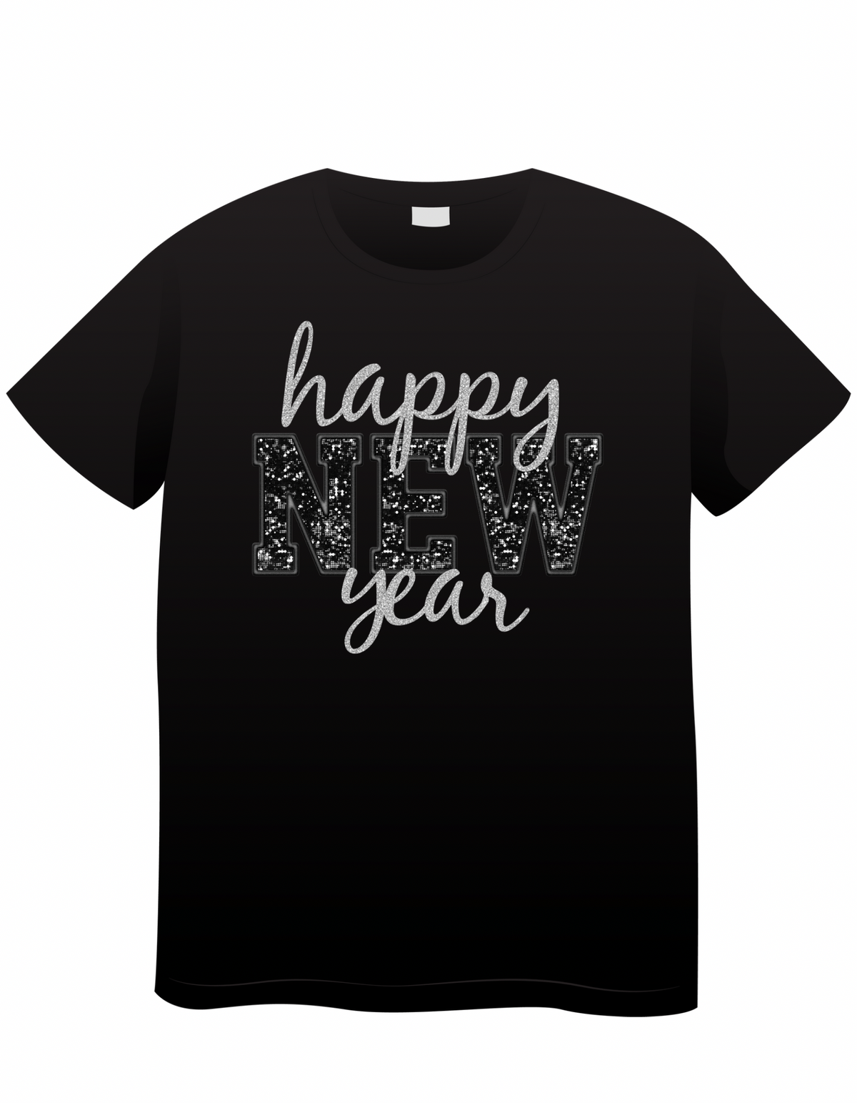 Black Faux Sequin New Year 25 Shirt
