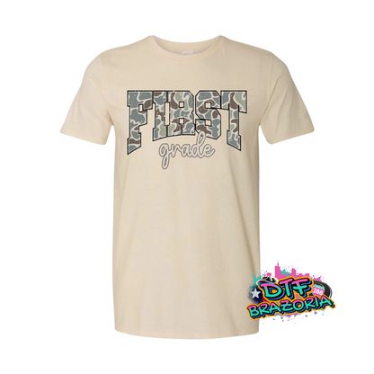 Camo Grade Level Shirt – PreK to 4th Grade Back to School Tee – Gildan Unisex Graphic T-Shirt