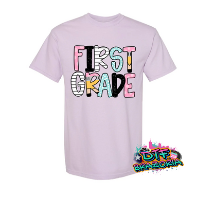 Colorful Doodle Grade Level Shirt – PreK to 5th Grade Back to School Tee – Comfort Colors Youth & Teacher T-Shirt